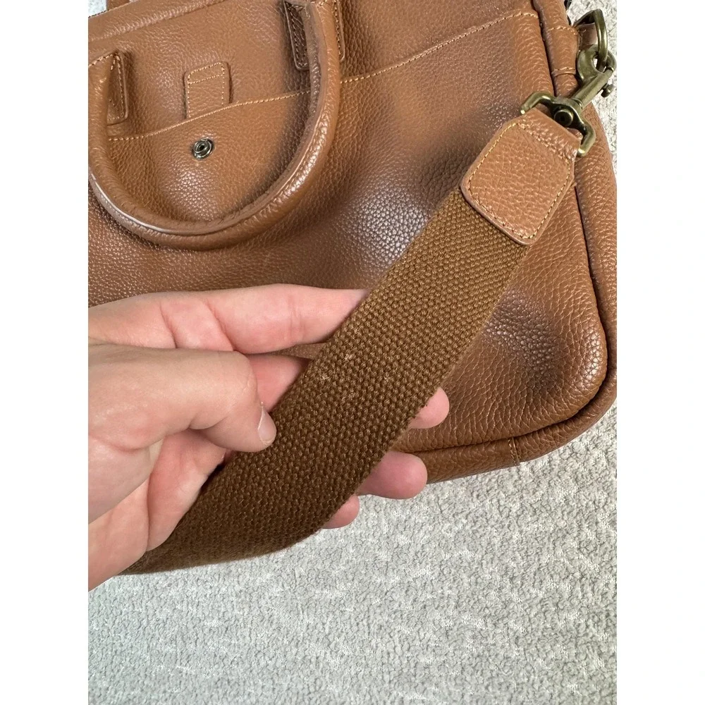 Mark & Graham‎ Pebbled Leather Briefcase Laptop Bag Brown Crossbody Messenger